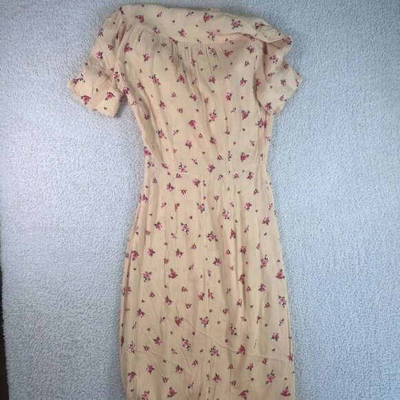 Rouje Paris Womens Midi Plunge Neck Dress Yellow Floral Size 34 US 2 Summer Lux - Picture 4 of 12